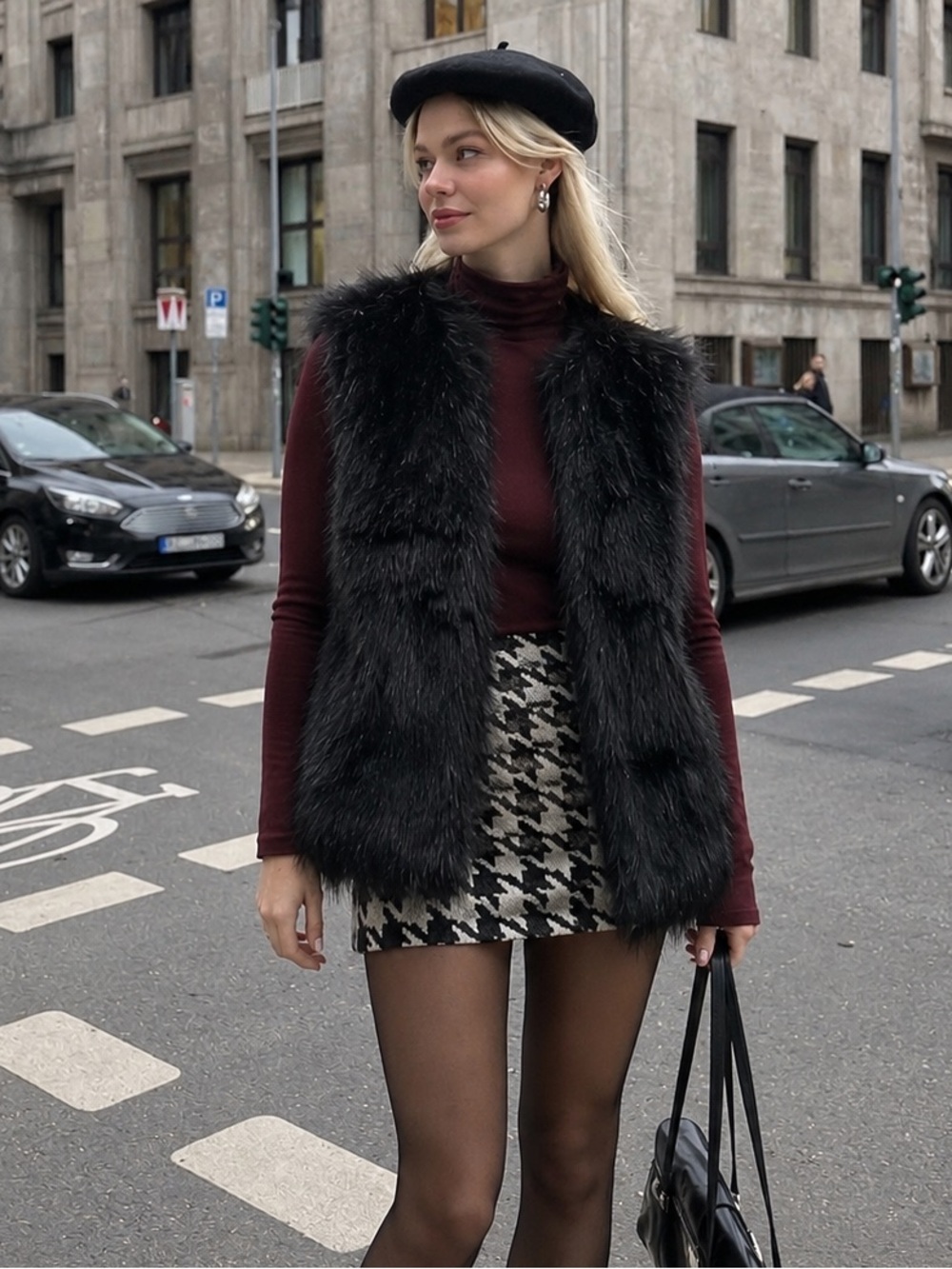 Boohoo Luxe Black Faux Fur Vest, Quiet Luxury